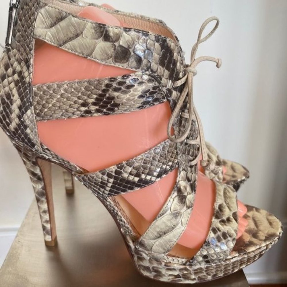 Alexandre Birman Platform Pump Python Cage Gladia… - image 1